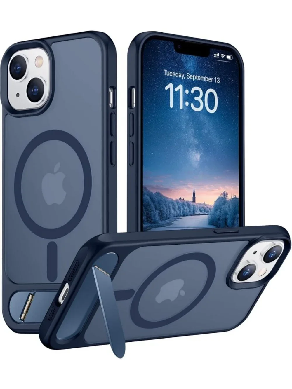 Magnetic Slim Matte Phone Case with Kickstand for iPhone 14/13 - Shockproof